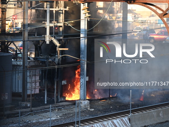 A transformer explosion occurs at a Con Edison substation in the Parkchester section of Bronx, New York, United States, on November 12, 2024...