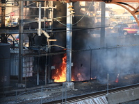 A transformer explosion occurs at a Con Edison substation in the Parkchester section of Bronx, New York, United States, on November 12, 2024...