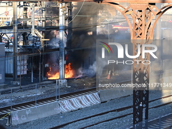 A transformer explosion occurs at a Con Edison substation in the Parkchester section of Bronx, New York, United States, on November 12, 2024...