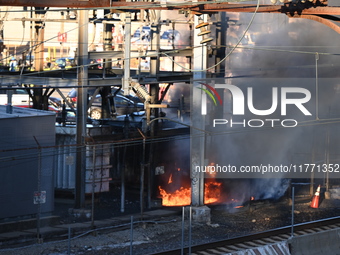 A transformer explosion occurs at a Con Edison substation in the Parkchester section of Bronx, New York, United States, on November 12, 2024...