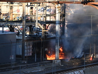 A transformer explosion occurs at a Con Edison substation in the Parkchester section of Bronx, New York, United States, on November 12, 2024...