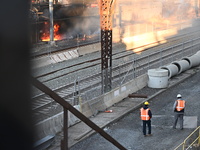 A transformer explosion occurs at a Con Edison substation in the Parkchester section of Bronx, New York, United States, on November 12, 2024...