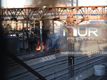 A transformer explosion occurs at a Con Edison substation in the Parkchester section of Bronx, New York, United States, on November 12, 2024...