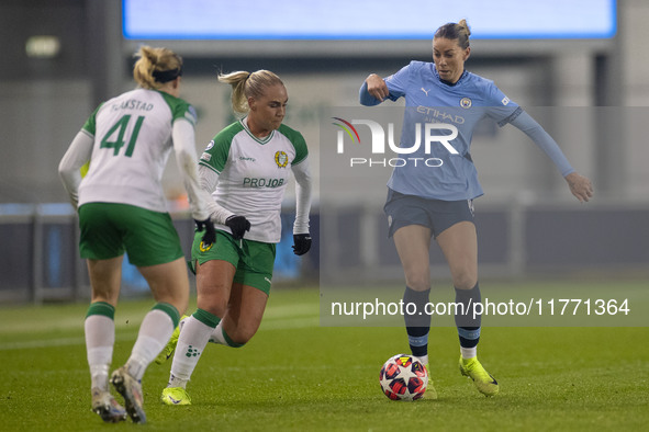 During the UEFA Champions League Group D match between Manchester City and Hammarby at the Joie Stadium in Manchester, England, on November...