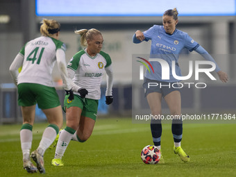 During the UEFA Champions League Group D match between Manchester City and Hammarby at the Joie Stadium in Manchester, England, on November...