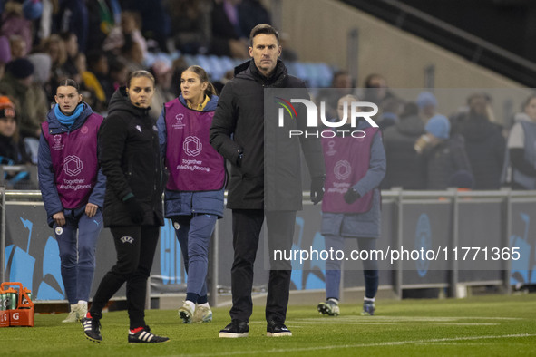 Manchester City W.F.C. manager Gareth Taylor is present during the UEFA Champions League Group D match between Manchester City and Hammarby...