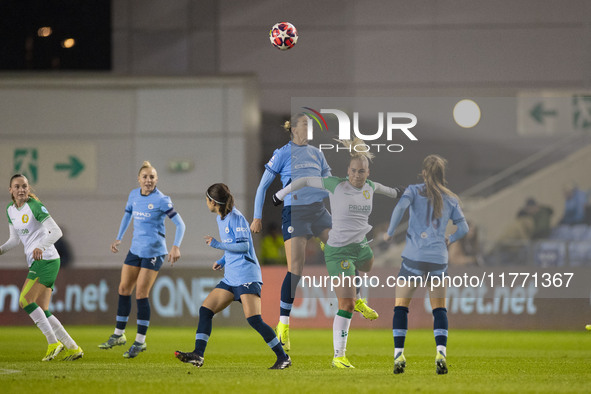 During the UEFA Champions League Group D match between Manchester City and Hammarby at the Joie Stadium in Manchester, England, on November...