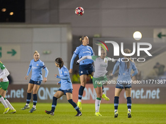 During the UEFA Champions League Group D match between Manchester City and Hammarby at the Joie Stadium in Manchester, England, on November...