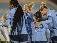 Kerstin Casparij #18 of Manchester City W.F.C. is in action during the UEFA Champions League Group D match between Manchester City and Hamma...