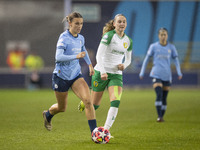 Kerstin Casparij #18 of Manchester City W.F.C. is in action during the UEFA Champions League Group D match between Manchester City and Hamma...