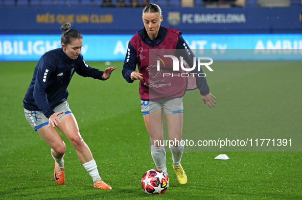 Maria Mikolajova and Sophie Hillebrand play during the match between FC Barcelona Women and SKN St. Poelten Women, corresponding to week 3 o...