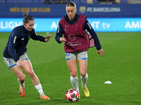 Maria Mikolajova and Sophie Hillebrand play during the match between FC Barcelona Women and SKN St. Poelten Women, corresponding to week 3 o...