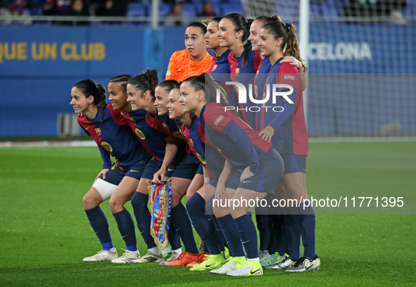 The FC Barcelona team plays during the match between FC Barcelona Women and SKN St. Poelten Women, corresponding to week 3 of Group D of the...