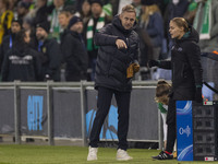 Hammarby IF manager Martin Sjogren gesticulates during the UEFA Champions League Group D match between Manchester City and Hammarby at the J...