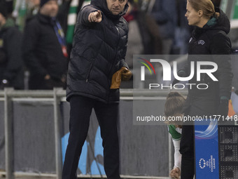 Hammarby IF manager Martin Sjogren gesticulates during the UEFA Champions League Group D match between Manchester City and Hammarby at the J...