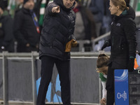 Hammarby IF manager Martin Sjogren gesticulates during the UEFA Champions League Group D match between Manchester City and Hammarby at the J...