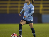 Yui Hasegawa, number 25 of Manchester City W.F.C., participates in the UEFA Champions League Group D match between Manchester City and Hamma...