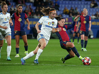 Melanie Brunnthaler and Claudia Pina play during the match between FC Barcelona Women and SKN St. Poelten Women, corresponding to week 3 of...