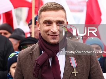 Robert Bakiewicz, an ultra-nationalist activist, attends Independence March celebrating the 106 anniversary of Poland regaining independence...