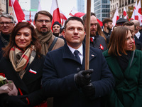 Slawomir Mentzen, one of the leaders of the far-right Confederation party, attends Independence March celebrating the 106 anniversary of Pol...