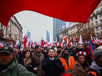 Slawomir Mentzen, one of the leaders of the far-right Confederation party, attends Independence March celebrating the 106 anniversary of Pol...