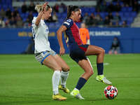 Sophie Hillebrand and Kika Nazareth play during the match between FC Barcelona Women and SKN St. Poelten Women, corresponding to week 3 of G...