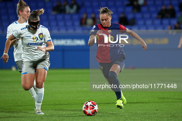 Ewa Pajor and Anna Johanning play during the match between FC Barcelona Women and SKN St. Poelten Women, corresponding to week 3 of Group D...