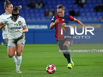 Ewa Pajor and Anna Johanning play during the match between FC Barcelona Women and SKN St. Poelten Women, corresponding to week 3 of Group D...