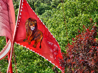 Flags are at the Maa Naina Devi Temple in Nainital, Uttarakhand, India, on April 21, 2024. Naina Devi Temple is a famous Indian pilgrimage d...