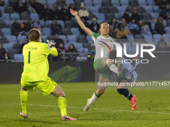 Aoba Fujino #20 of Manchester City W.F.C. scores a goal during the UEFA Champions League Group D match between Manchester City and Hammarby...