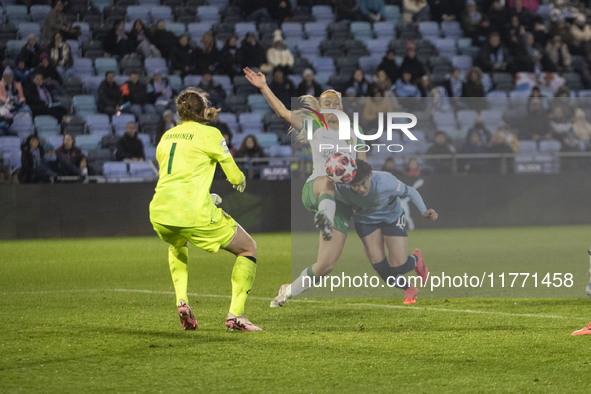 Aoba Fujino #20 of Manchester City W.F.C. scores a goal during the UEFA Champions League Group D match between Manchester City and Hammarby...