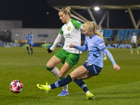 Laura Blindkilde Brown, number 19 of Manchester City W.F.C., is in action during the UEFA Champions League Group D match between Manchester...