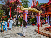 Hindu devotees visit the Maa Naina Devi Temple in Nainital, Uttarakhand, India, on April 21, 2024. Naina Devi Temple is a famous Indian pilg...