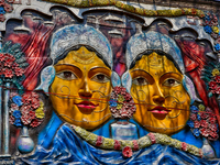 Relief sculptures of Goddess Naini Devi are at the Maa Naina Devi Temple in Nainital, Uttarakhand, India, on April 21, 2024. Naina Devi Temp...