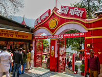 The entrance to the Maa Naina Devi Temple is in Nainital, Uttarakhand, India, on April 21, 2024. Naina Devi Temple is a famous Indian pilgri...