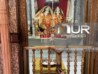 Hindu deities are at the Maa Naina Devi Temple in Nainital, Uttarakhand, India, on April 21, 2024. Naina Devi Temple is a famous Indian pilg...