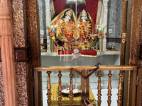 Hindu deities are at the Maa Naina Devi Temple in Nainital, Uttarakhand, India, on April 21, 2024. Naina Devi Temple is a famous Indian pilg...