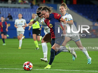 Ewa Pajor and Anna Johanning play during the match between FC Barcelona Women and SKN St. Poelten Women, corresponding to week 3 of Group D...