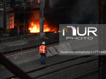 A transformer explosion occurs at a Con Edison substation in the Parkchester section of Bronx, New York, United States, on November 12, 2024...