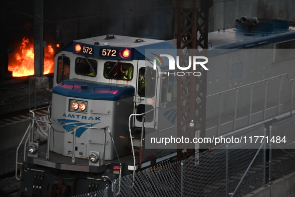 A transformer explosion occurs at a Con Edison substation in the Parkchester section of Bronx, New York, United States, on November 12, 2024...