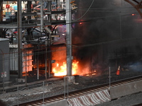 A transformer explosion occurs at a Con Edison substation in the Parkchester section of Bronx, New York, United States, on November 12, 2024...