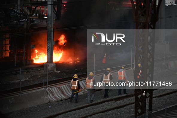 A transformer explosion occurs at a Con Edison substation in the Parkchester section of Bronx, New York, United States, on November 12, 2024...