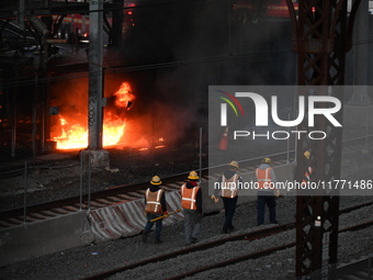 A transformer explosion occurs at a Con Edison substation in the Parkchester section of Bronx, New York, United States, on November 12, 2024...