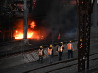 A transformer explosion occurs at a Con Edison substation in the Parkchester section of Bronx, New York, United States, on November 12, 2024...