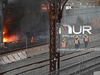 A transformer explosion occurs at a Con Edison substation in the Parkchester section of Bronx, New York, United States, on November 12, 2024...