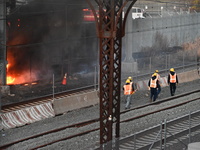 A transformer explosion occurs at a Con Edison substation in the Parkchester section of Bronx, New York, United States, on November 12, 2024...