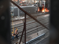 A transformer explosion occurs at a Con Edison substation in the Parkchester section of Bronx, New York, United States, on November 12, 2024...