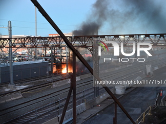 A transformer explosion occurs at a Con Edison substation in the Parkchester section of Bronx, New York, United States, on November 12, 2024...