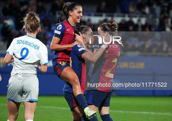 Ewa Pajor celebrates a goal during the match between FC Barcelona Women and SKN St. Poelten Women, corresponding to week 3 of Group D of the...