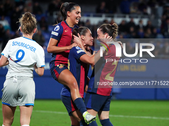 Ewa Pajor celebrates a goal during the match between FC Barcelona Women and SKN St. Poelten Women, corresponding to week 3 of Group D of the...